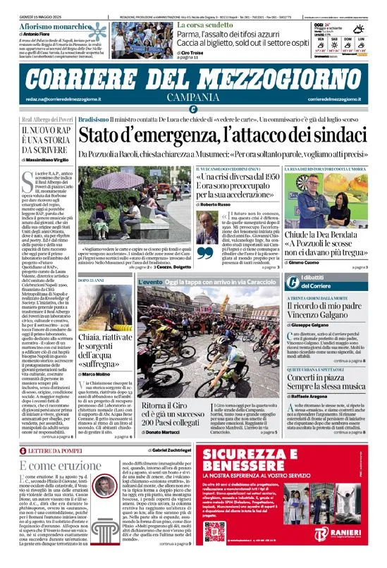 Prima-pagina-corriere del mezzogiorno-del-2025-05-15